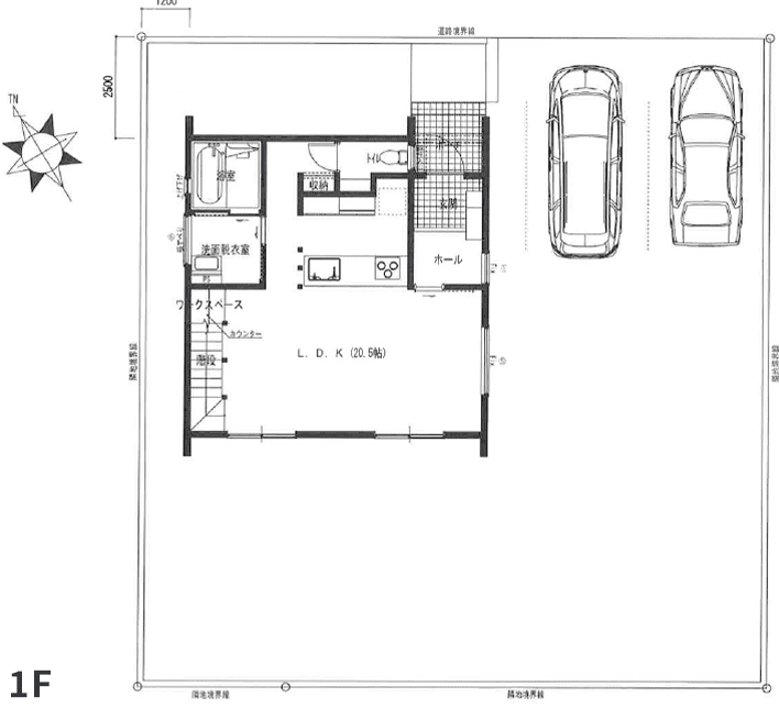 エコタウン館の山2-3区画 間取り図1F